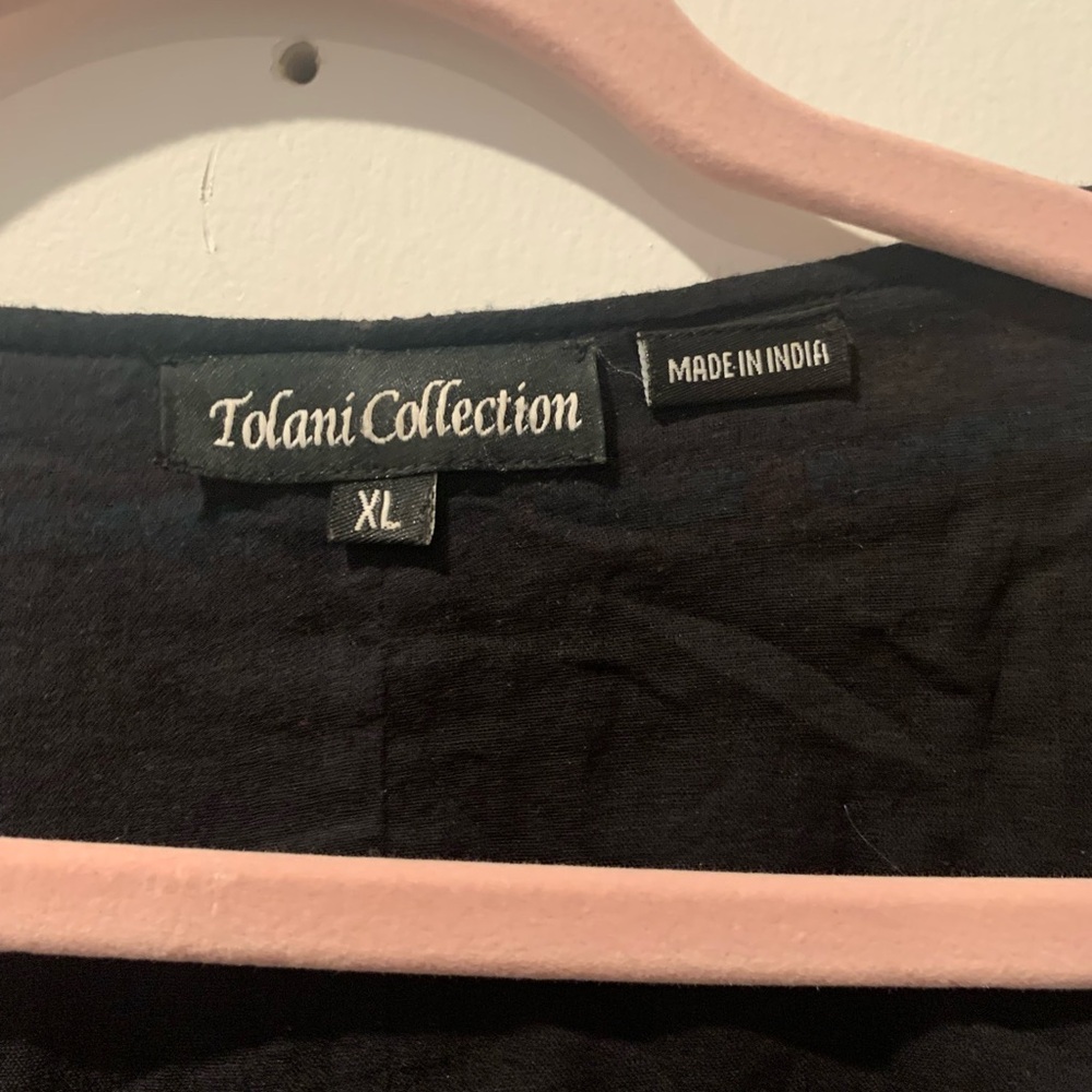 Tolani Black Cotton Kimono with Multicolor Embroidery - Picture 2 of 9